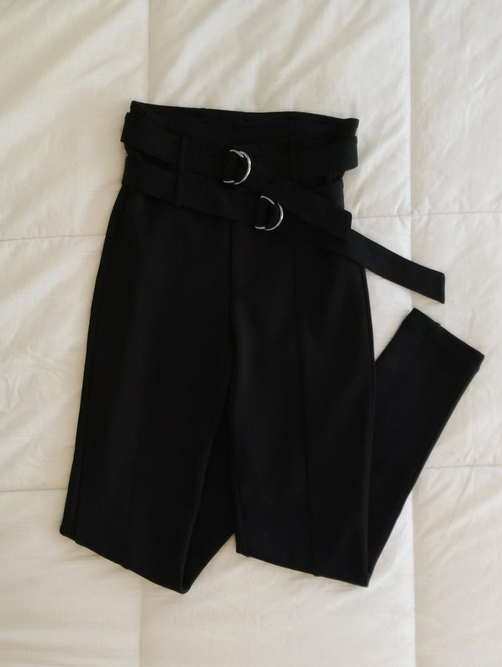 Nasty Gal High-Waist Black Belted Tapered Pants - XS